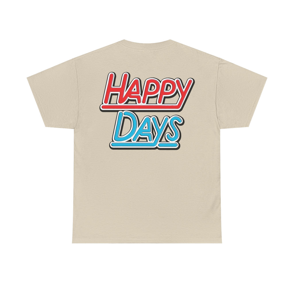 Happy Days Cast Caricature Tee — Retro 70s Sitcom Graphic T-Shirt