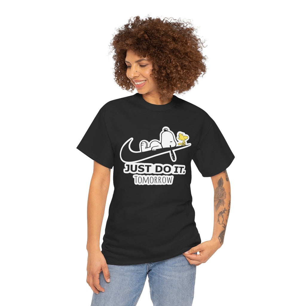 Snoopy "Just Do It Tomorrow" Graphic Cotton T-Shirt