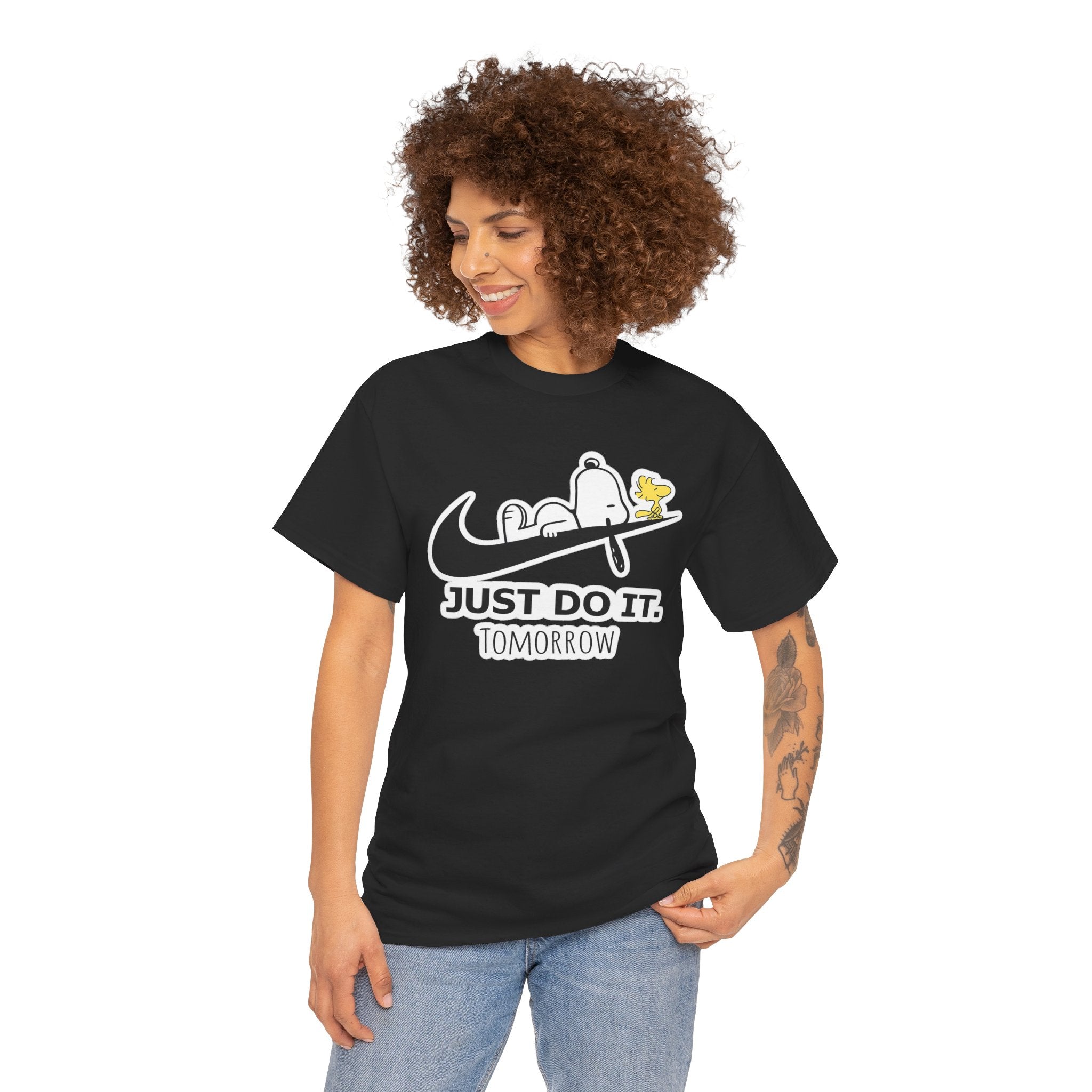 Snoopy "Just Do It Tomorrow" Graphic Cotton T-Shirt