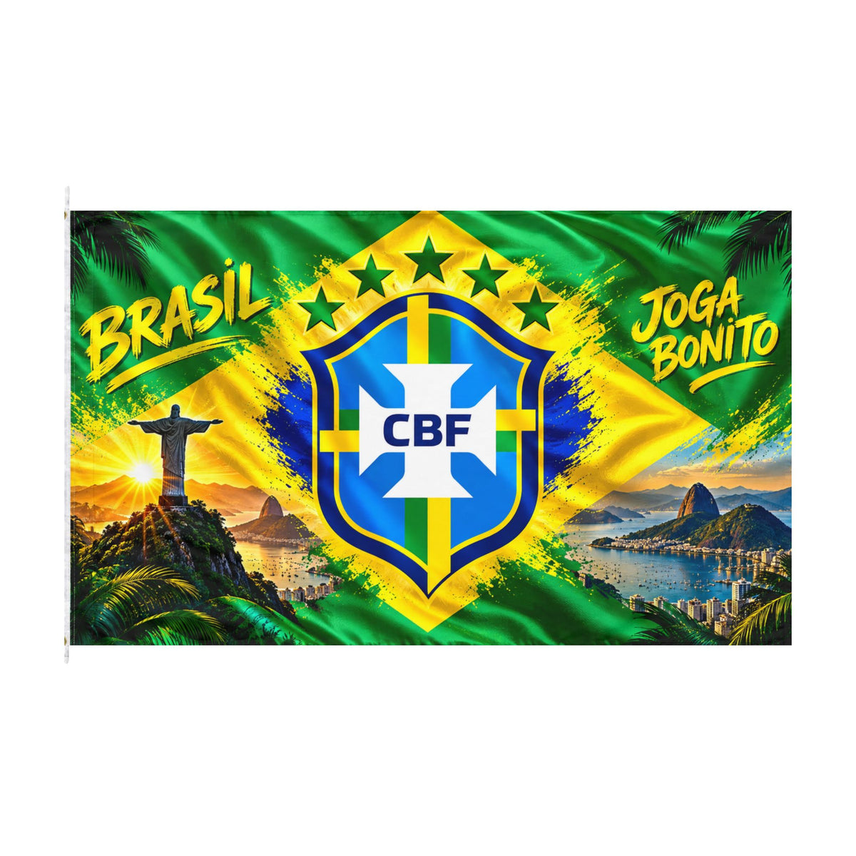 Brazil CBF Soccer Flag - Double-Sided 'Brasil Joga Bonito' Stadium Banner