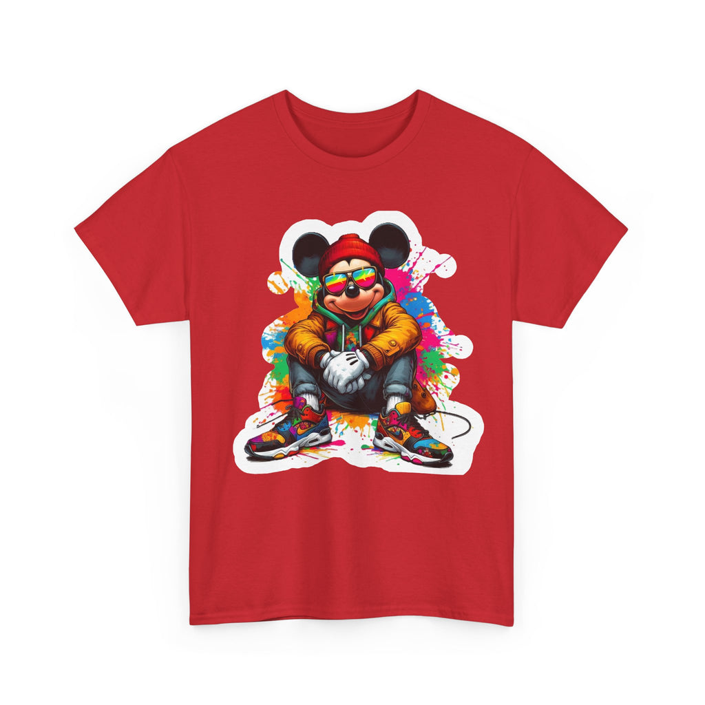 Streetwear Mouse Graphic Tee — Colorful Urban Hip-Hop Cartoon Shirt