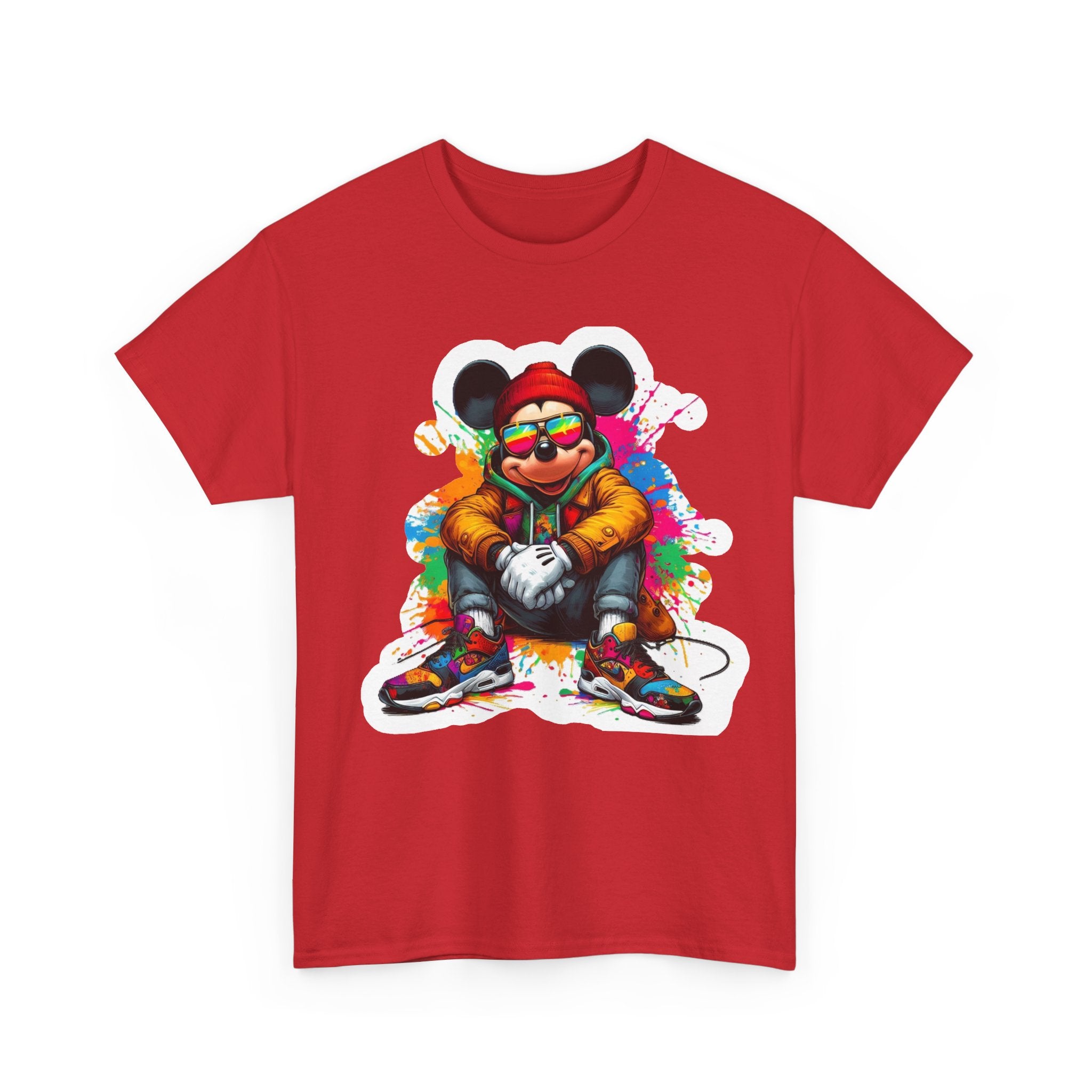 Streetwear Mouse Graphic Tee — Colorful Urban Hip-Hop Cartoon Shirt