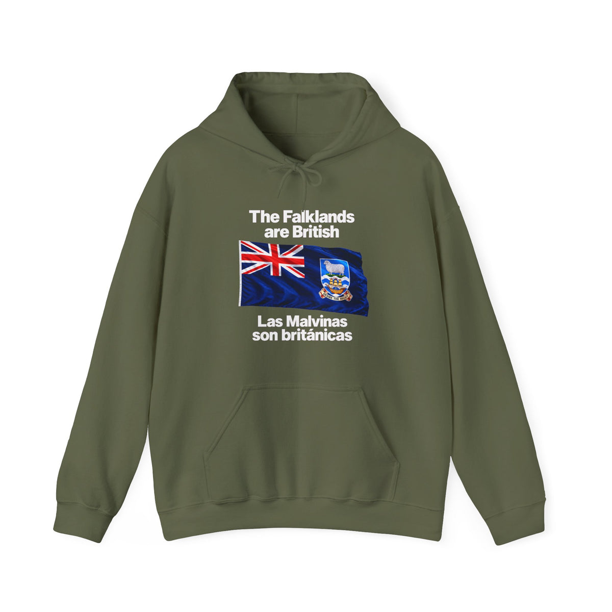 Falklands Are British Hoodie – Bilingual 'Las Malvinas son británicas' Flag Pullover