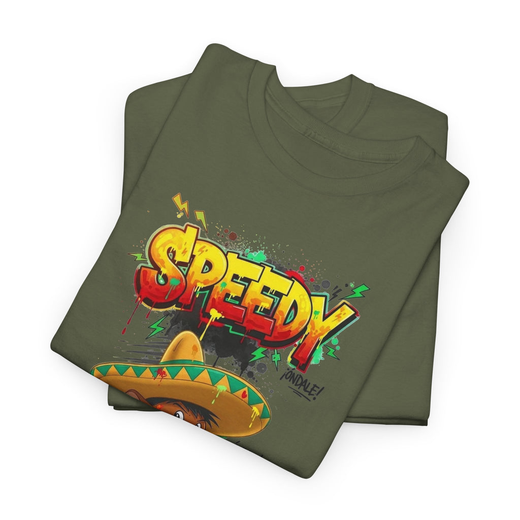 Speedy Sombrero Cartoon Tee — Mexican Street Food Runner Graphic T-Shirt