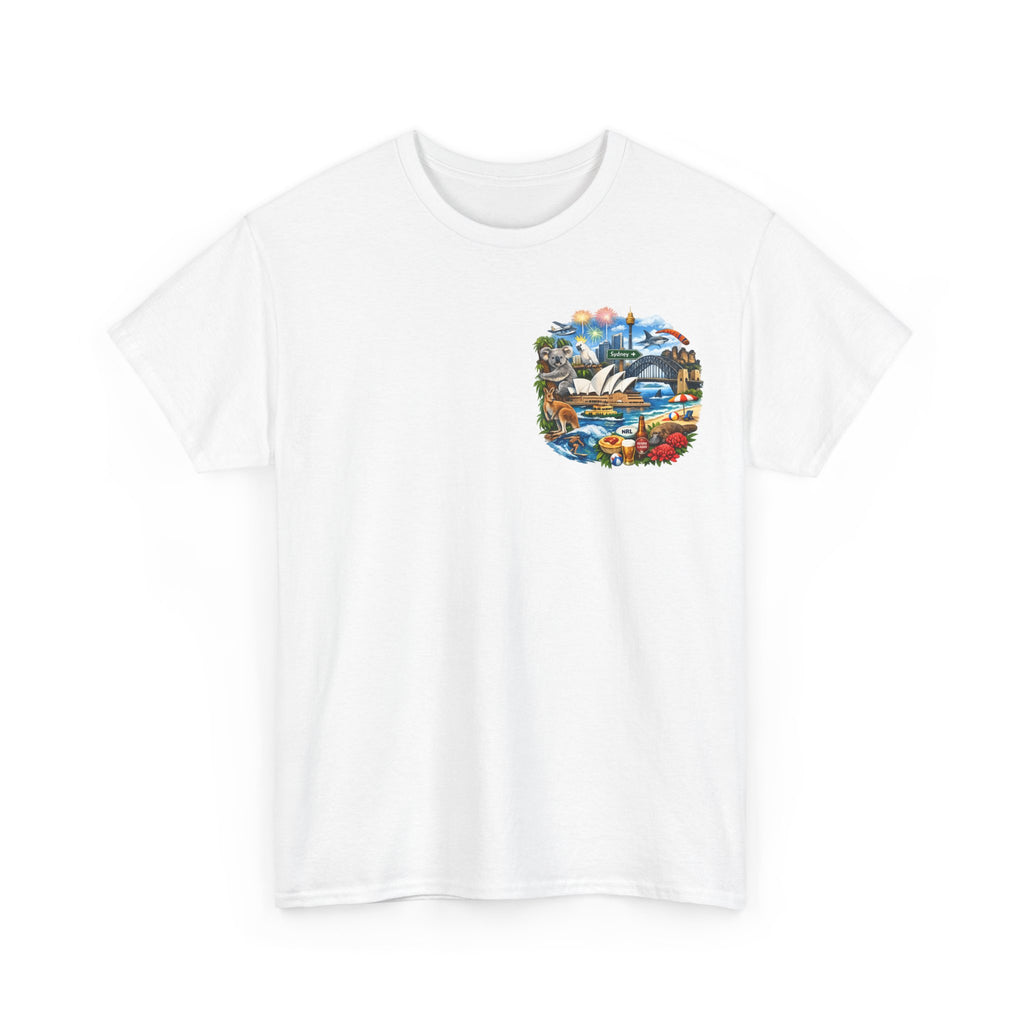 T-Shirt — Sydney Landmark Collage Tee (Opera House, Harbour Bridge, Koala & Beach Scene)