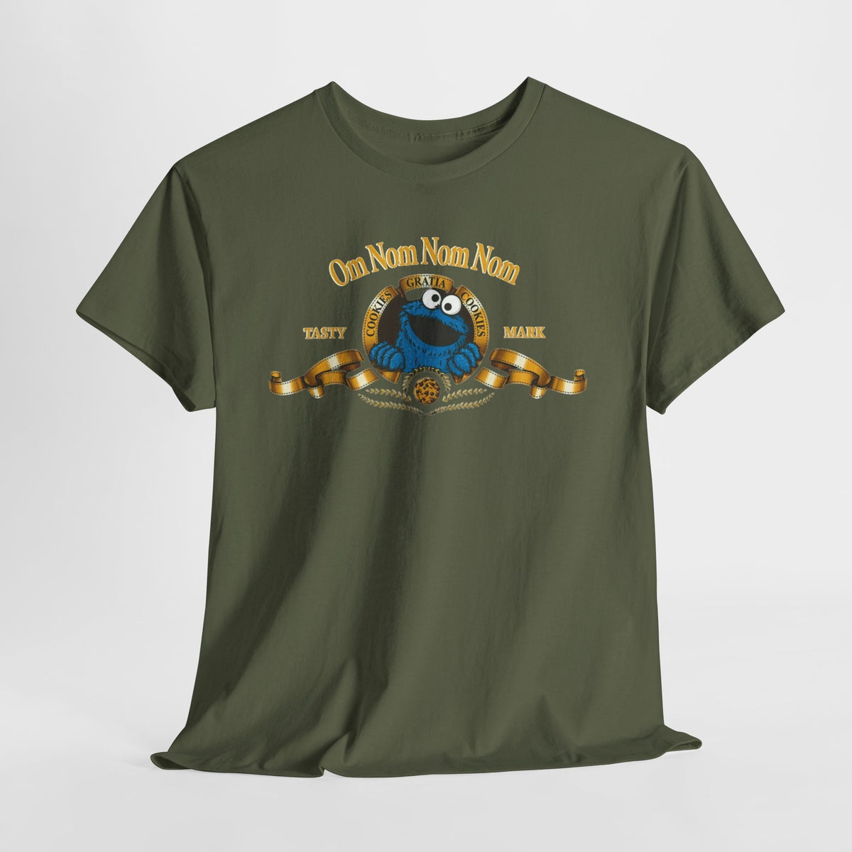 Cookie Monster "Om Nom Nom Nom" Vintage Badge Cotton T‑Shirt
