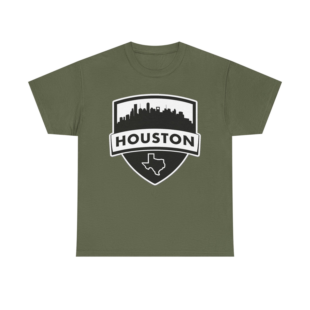 Houston Skyline Shield T-Shirt — Texas Outline City Pride Tee