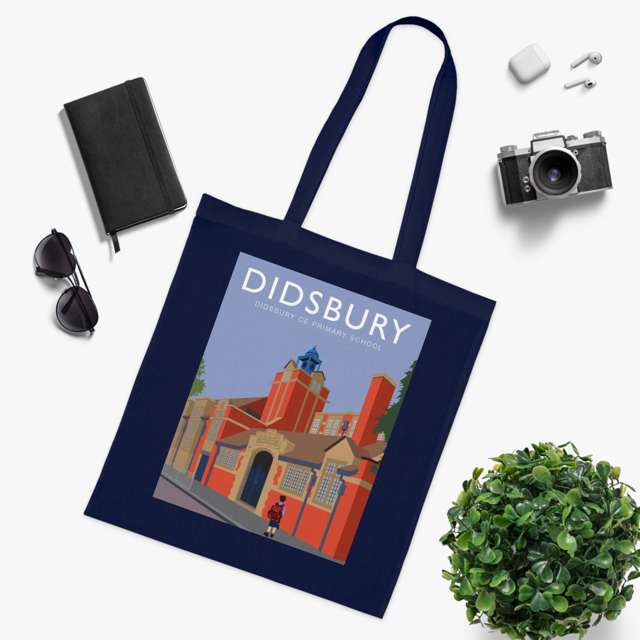 Elm Grove Didsbury C of E Primary School Vintage Travel Tote — Retro Illustrated Cotton Shopper Bag