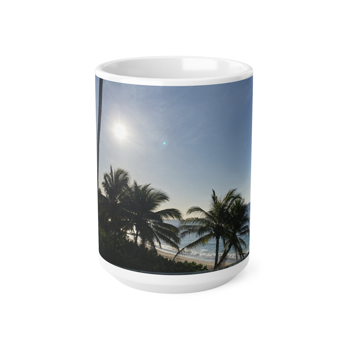Barbados Tropical Sunrise Coffee Mug — Beach Palm Tree Scenic Ceramic Mug (11oz & 15oz)