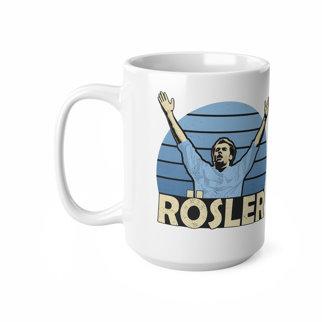UWE Rösler Manchester City Retro Football Mug — Vintage Goal Celebration Ceramic Coffee Cup (11oz & 15oz)