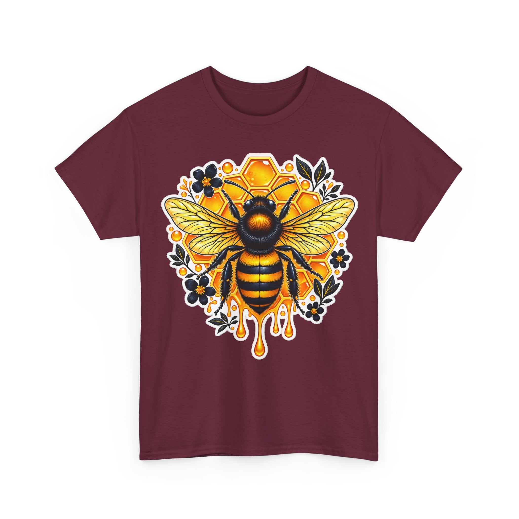 Manchester Bee Honeycomb T‑Shirt — Floral Dripping Honey Graphic Tee