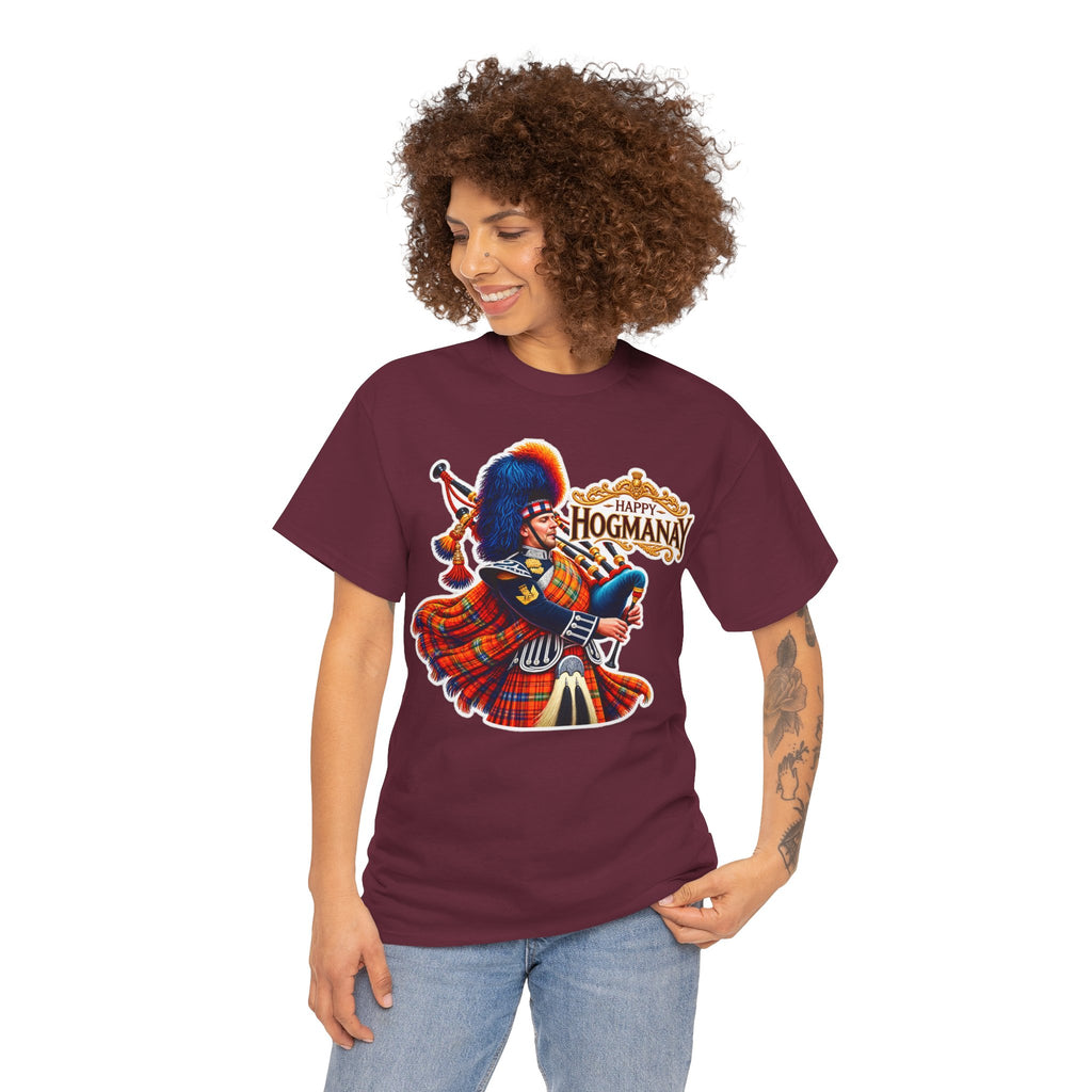 Hogmanay Bagpiper T‑Shirt — Happy Hogmanay Scottish New Year Tee
