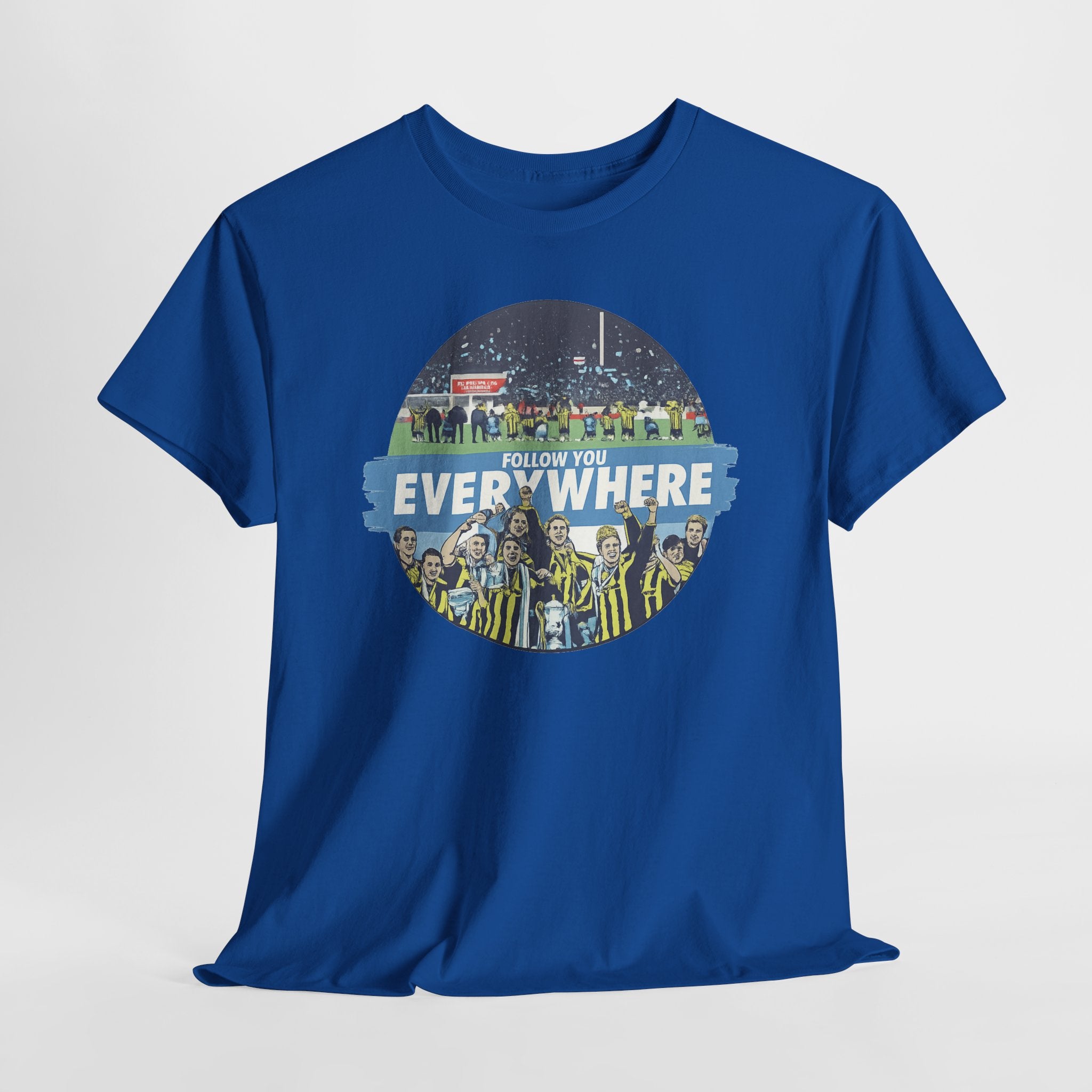 Manchester City Everywhere Soccer Crowd Graphic Tee — 'Follow You Everywhere' Fan Shirt