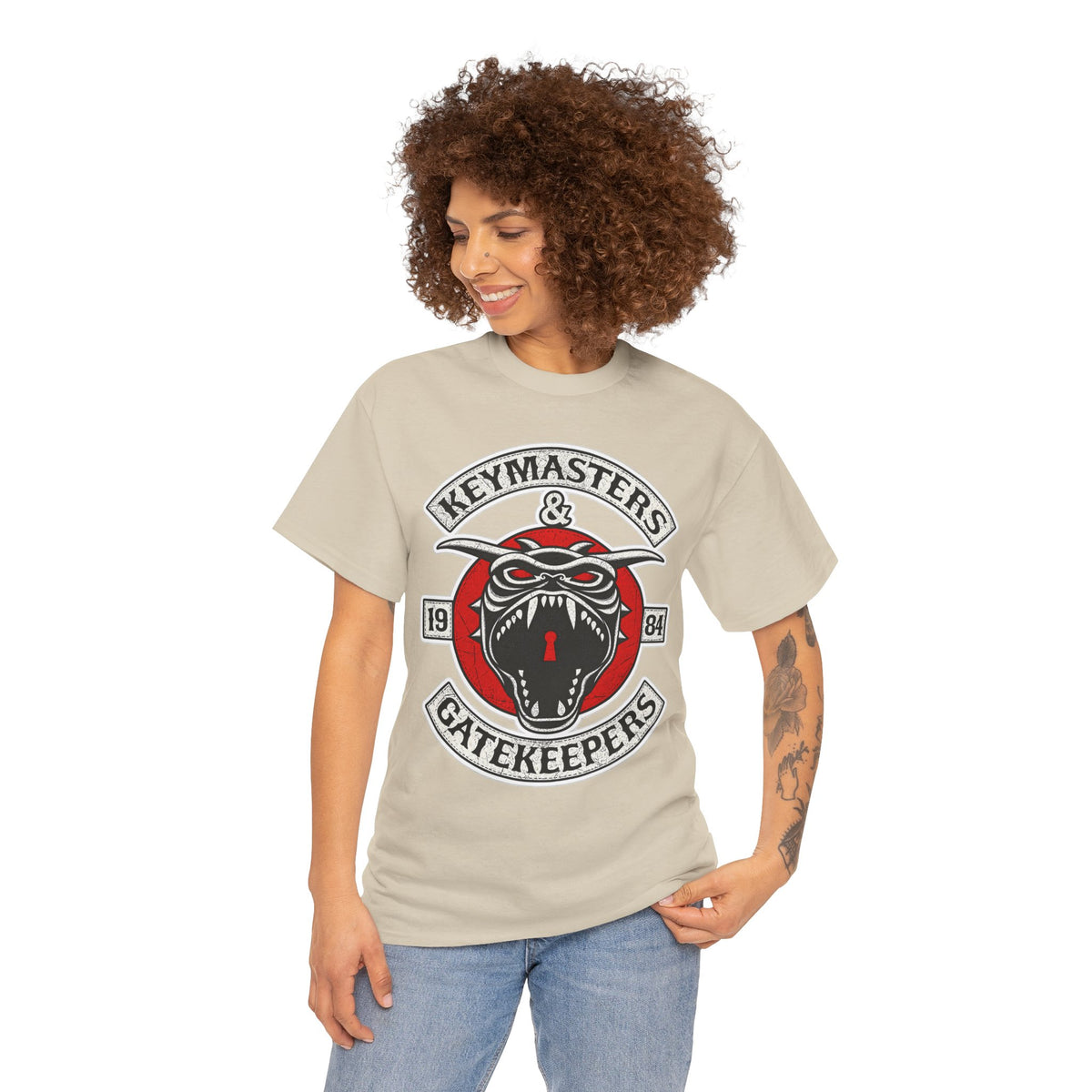 Keymasters & Gatekeepers Tee — Retro Demon Key Emblem Shirt (Since 1984)