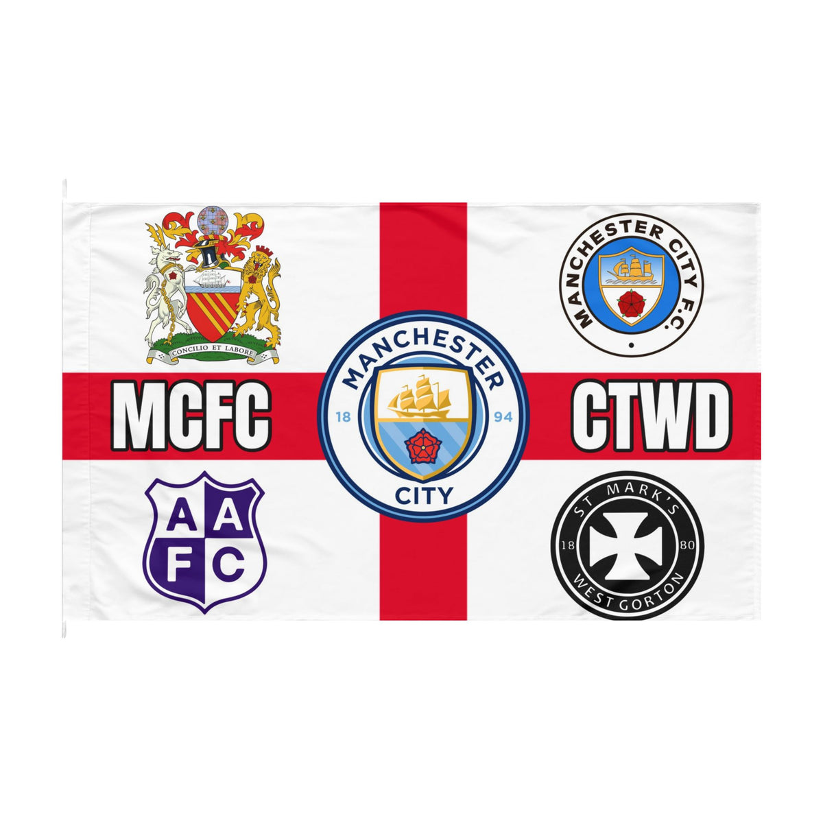 Manchester City Cross Flag – Double-Sided Football Supporter Flag