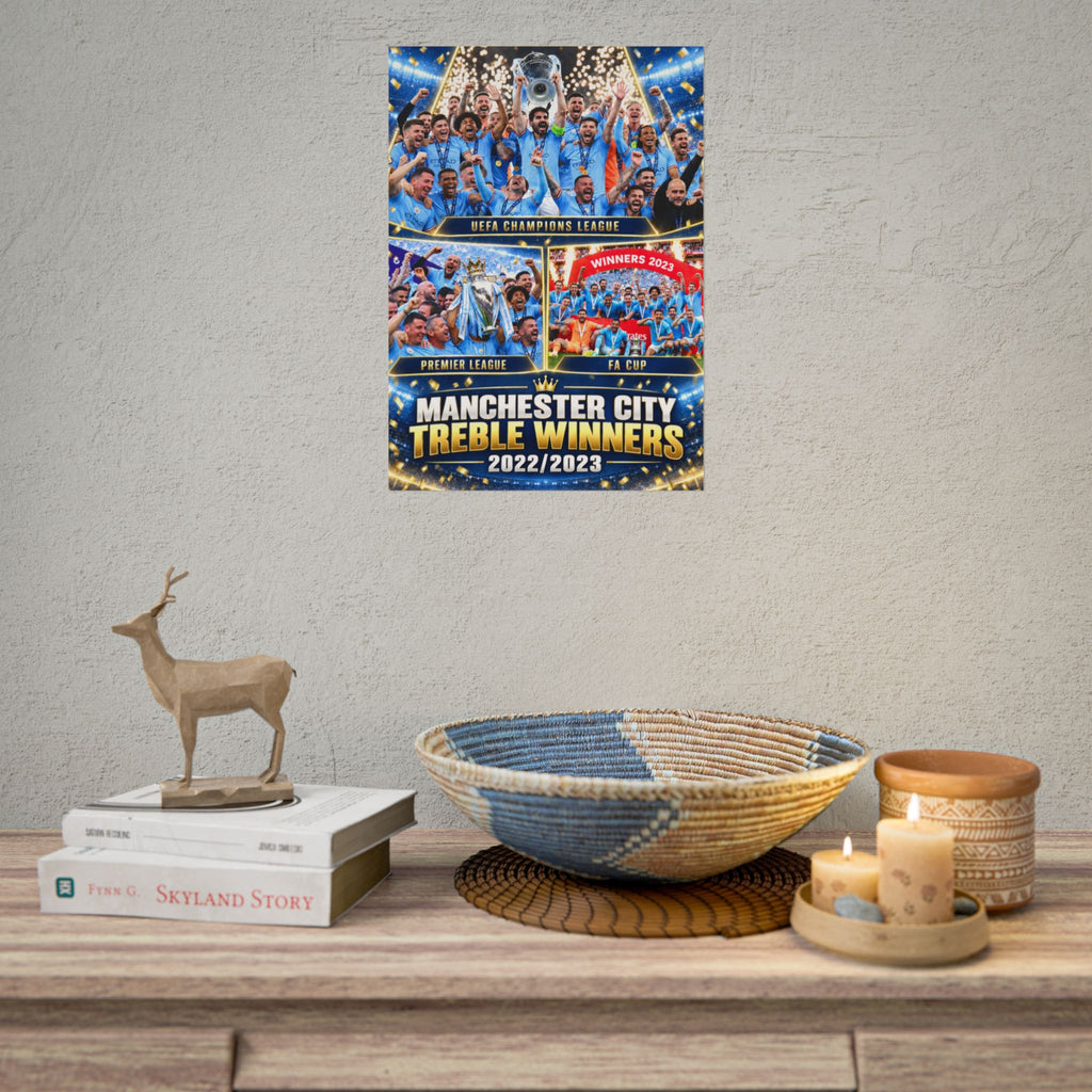 Manchester City Treble Winners 2022/2023 Rolled Poster