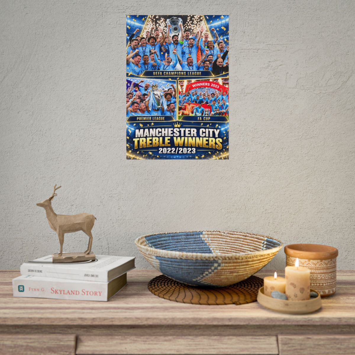 Manchester City Treble Winners 2022/2023 Rolled Poster