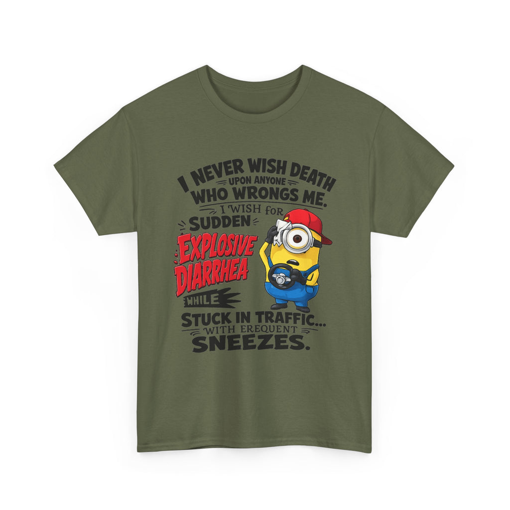 Funny Minion Traffic Tee — "Explosive Diarrhea" Humorous Graphic T-Shirt