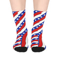 Patriotic Stars & Stripes Mid-Length Socks — American Flag Spiral Design for 4th of July & Everyday