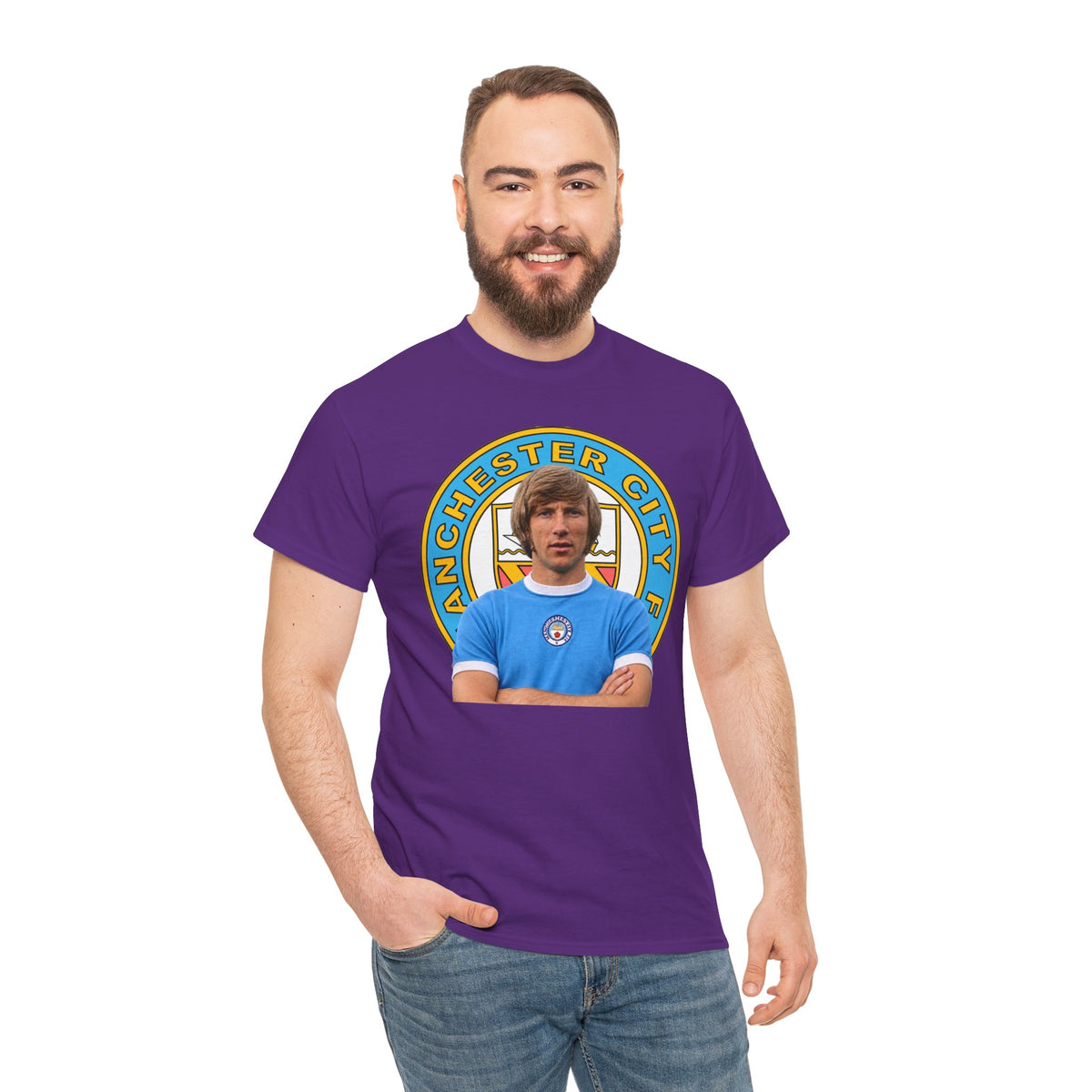 Colin Bell Manchester City Legend Cotton Tee — Retro Player Graphic