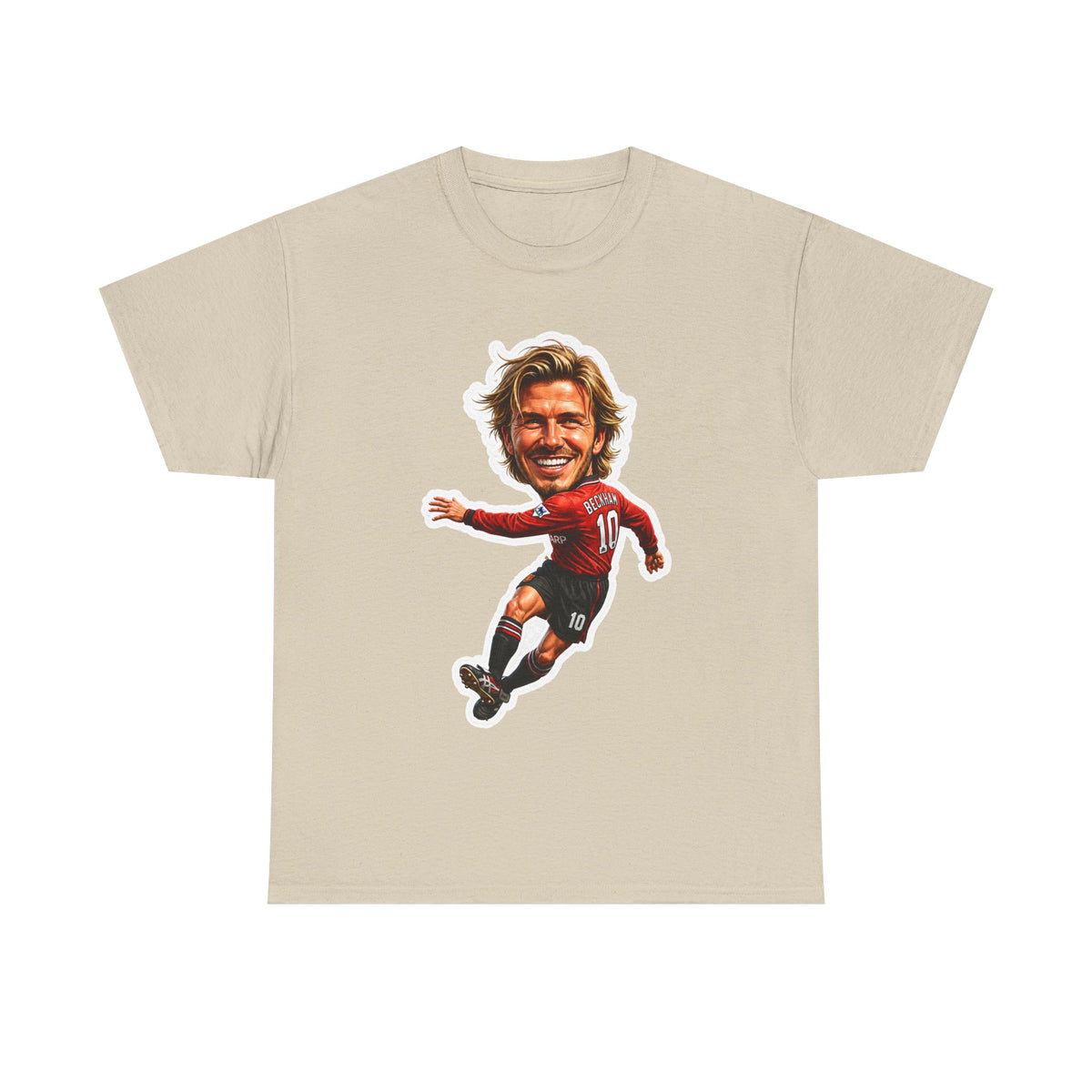 Beckham Caricature Cotton T-Shirt — Retro Football Player Graphic Tee