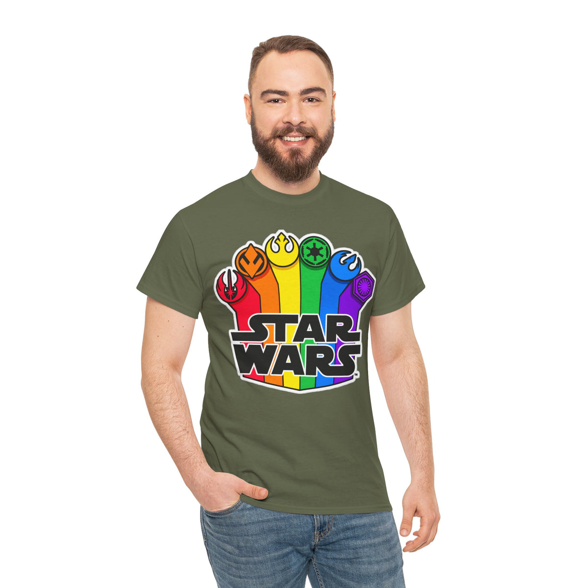 Star Wars Rainbow Emblem Tee — LGBTQ+ Pride Fan Cotton Shirt