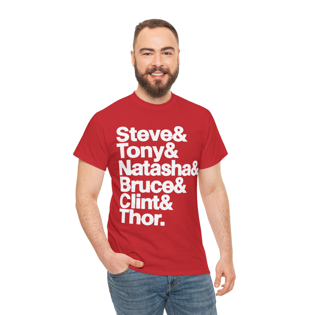 Avenger Names T-Shirt — Steve & Tony & Natasha & Bruce & Clint & Thor Tee