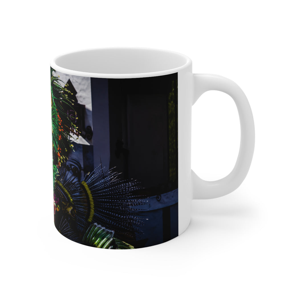 Rio Carnival Headdress Ceramic Coffee Mug — Colorful Festival Costume Photo, 11oz & 15oz