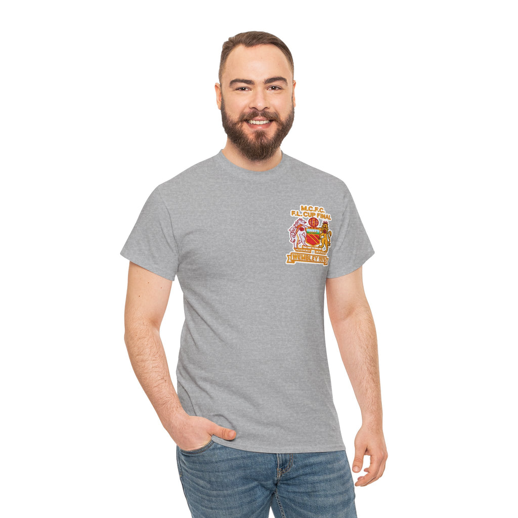 Manchester City 1976 League Cup Final Crest Cotton T‑Shirt — Vintage Football Fan Tee