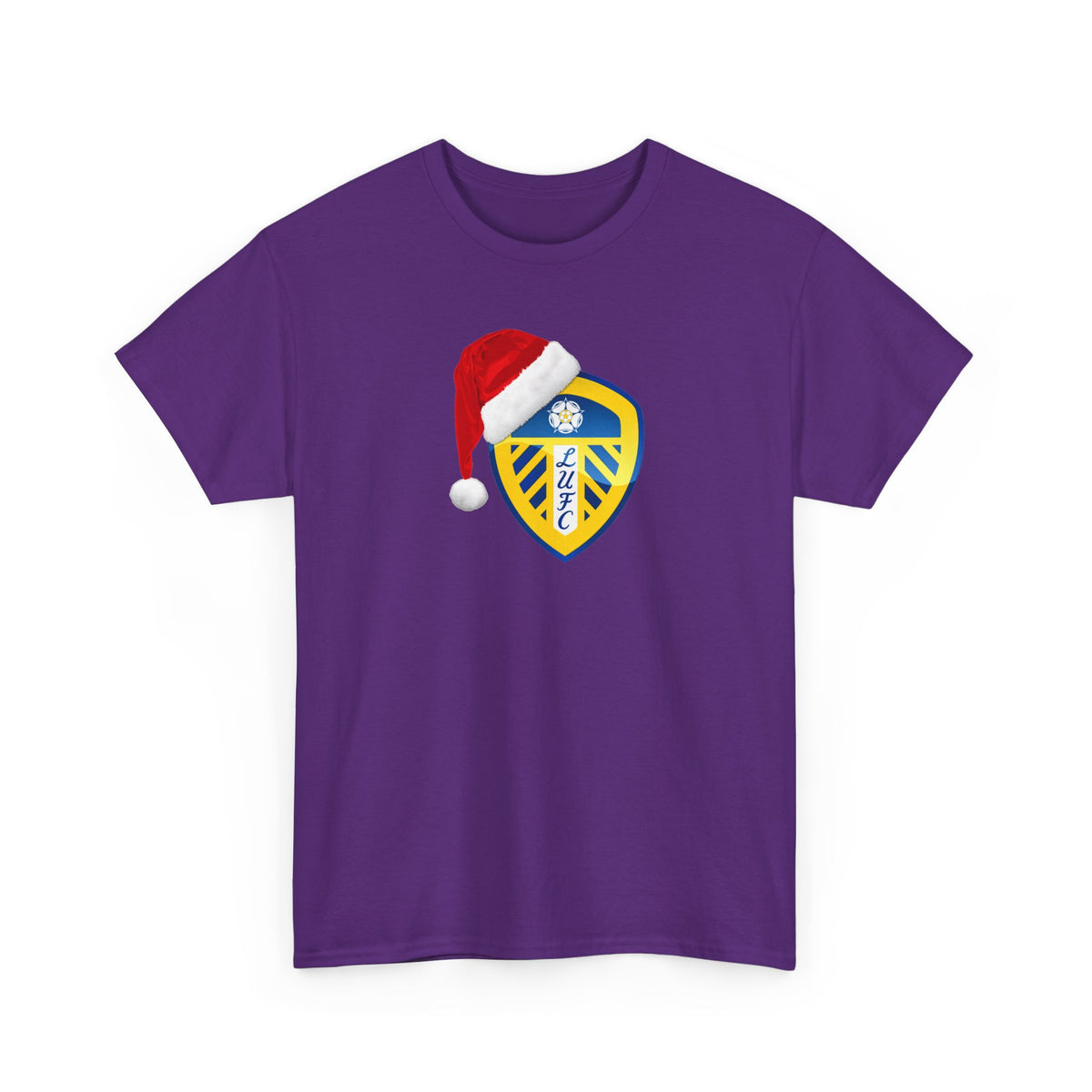 Leeds United Santa Hat Christmas Soccer Crest T‑Shirt – Festive Football Fan Tee