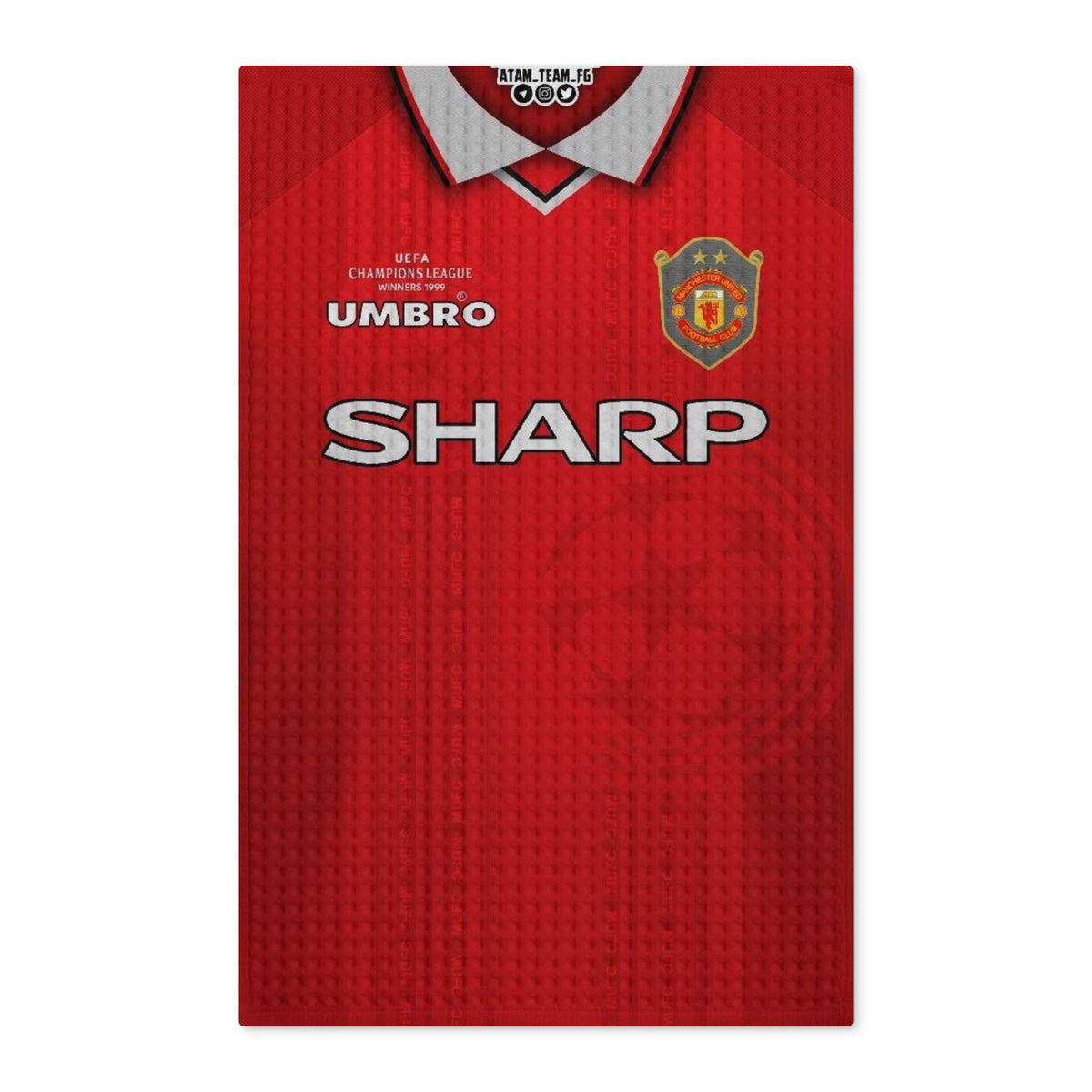 Manchester United 1999 Retro Red Soccer Jersey Tea Towel