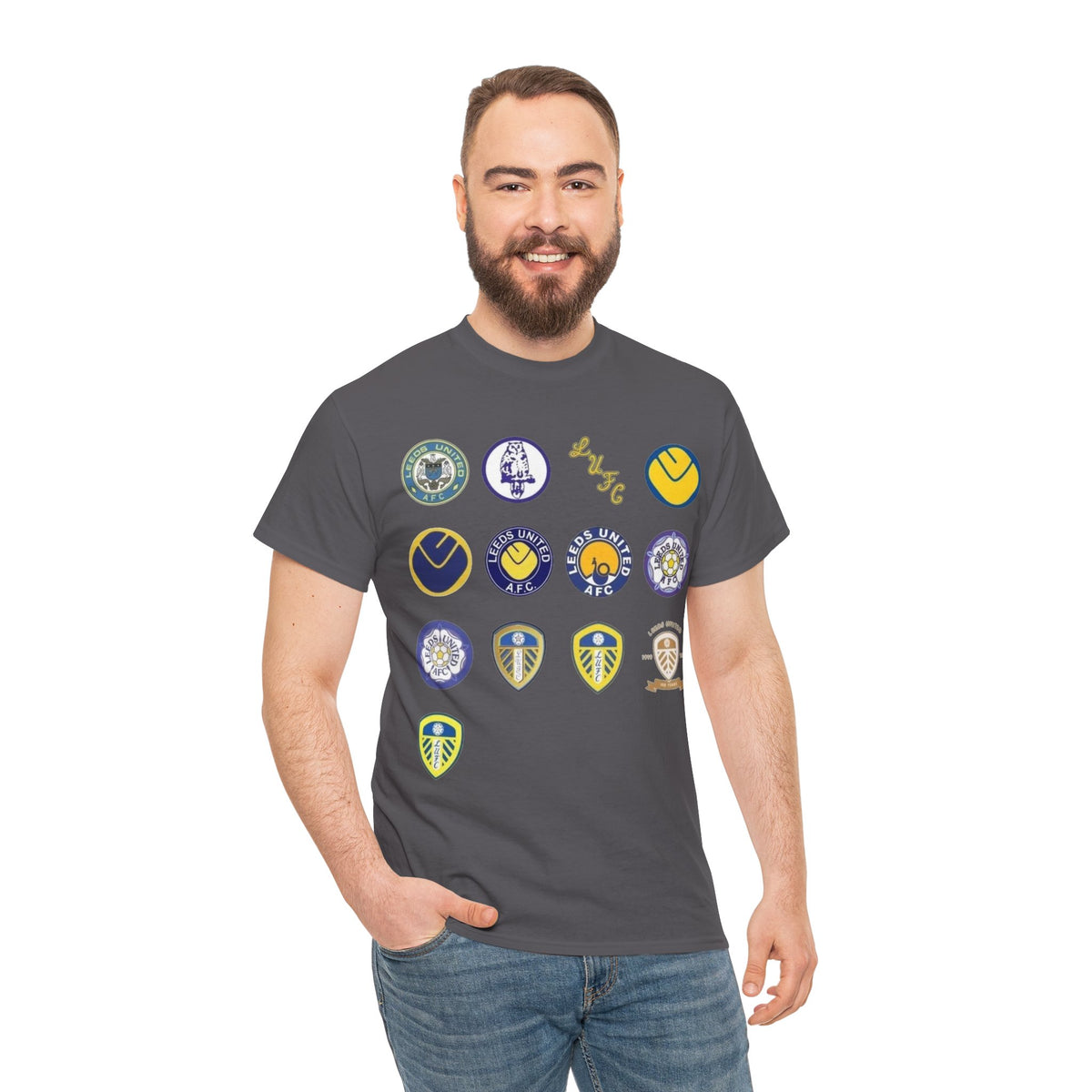 Leeds United Retro Crest Cotton T-Shirt — Vintage Football Club Emblem Tee