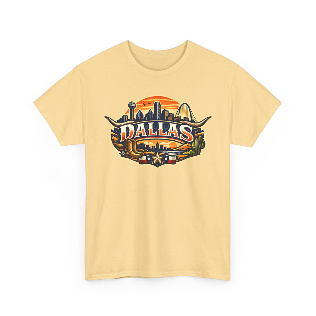 Dallas Skyline Retro Tee — Vintage Cityscape T‑Shirt with 'Dallas' Graphic