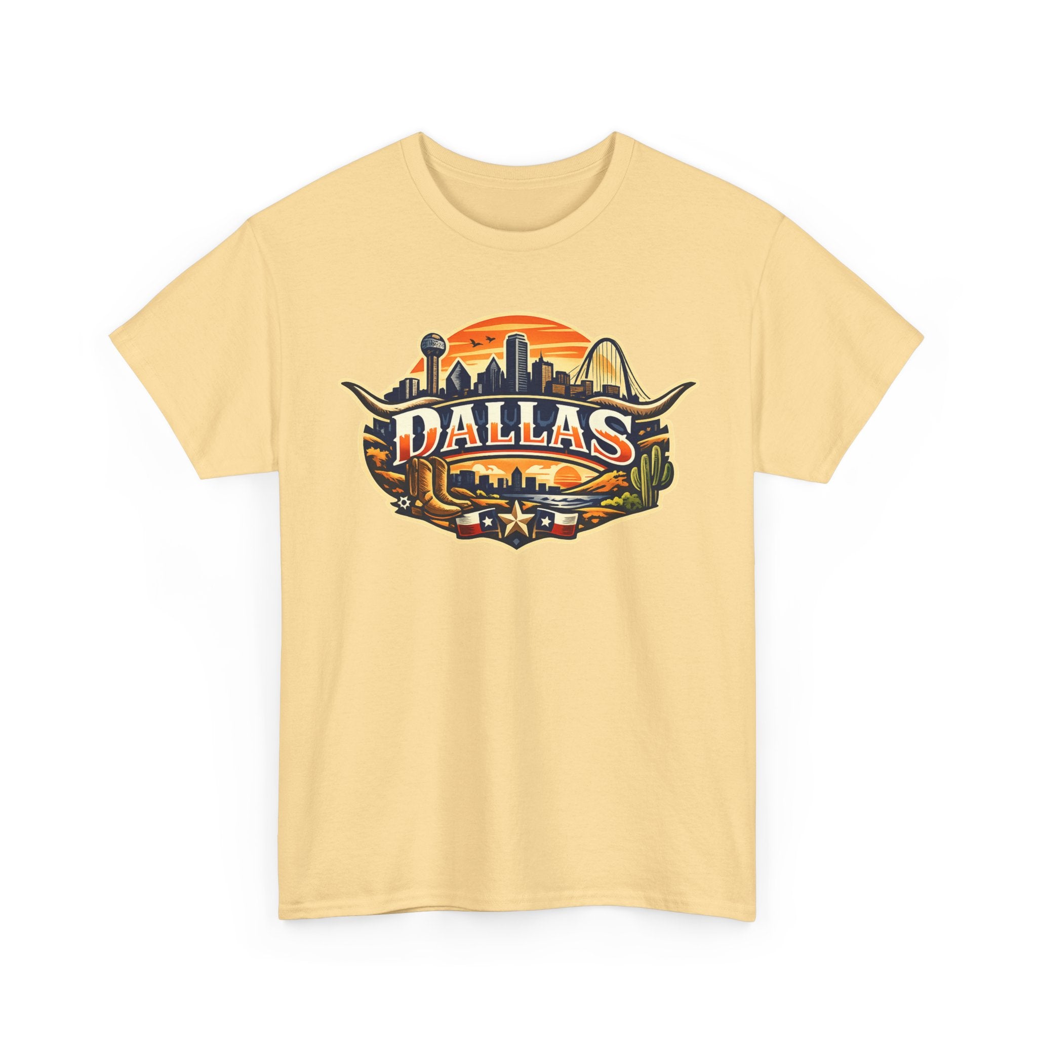Dallas Skyline Retro Tee — Vintage Cityscape T‑Shirt with 'Dallas' Graphic