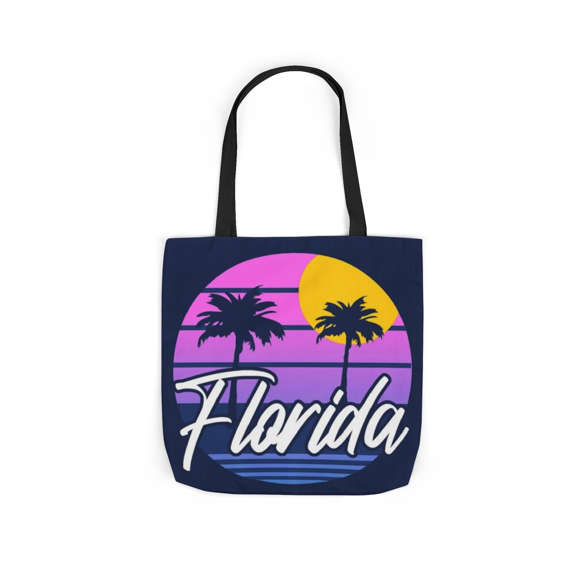 Florida Sunset Palm Tote Bag — Retro Beach Canvas Tote