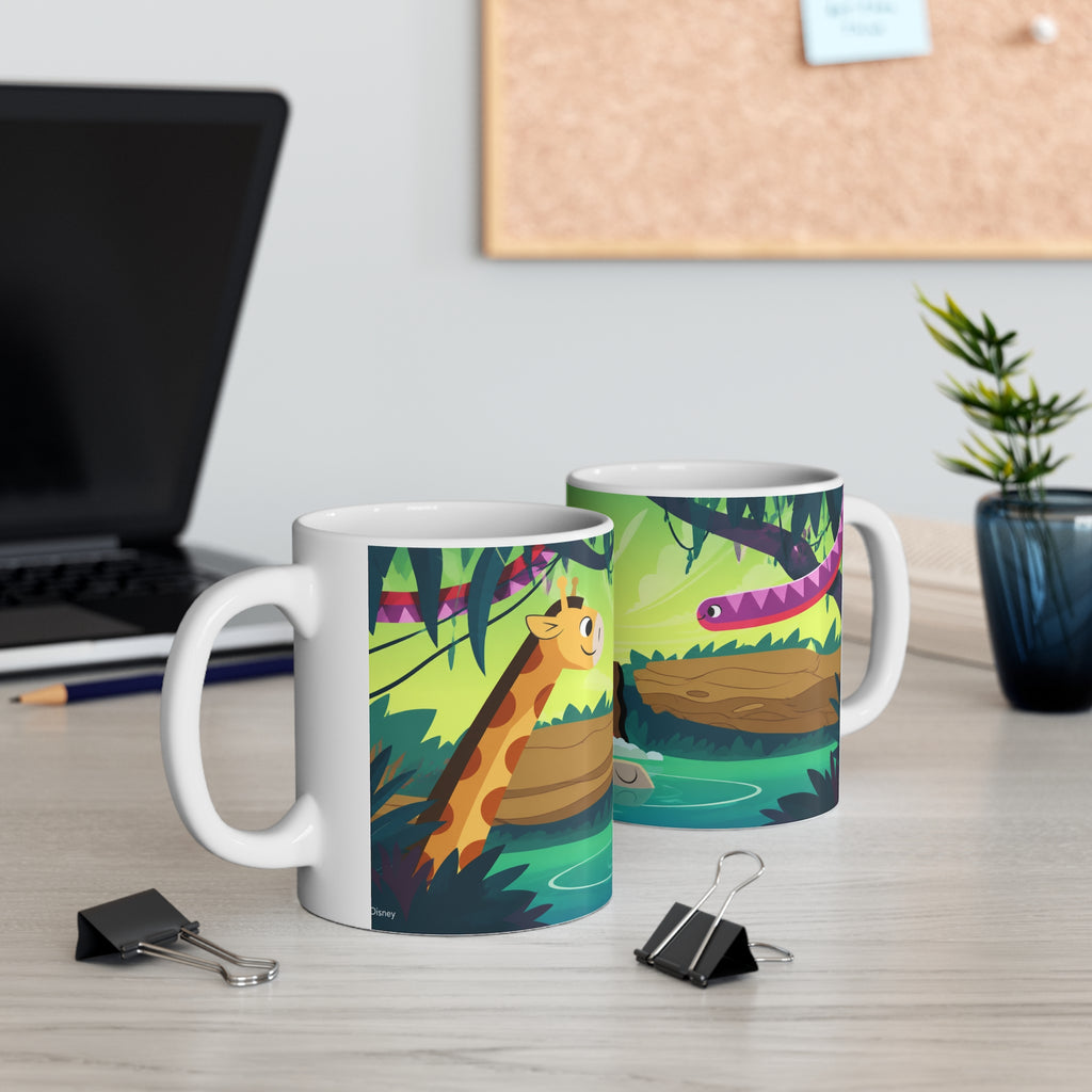 Giraffe Rainbow Waterfall Ceramic Coffee Mug — Cute Jungle Animal 11oz/15oz
