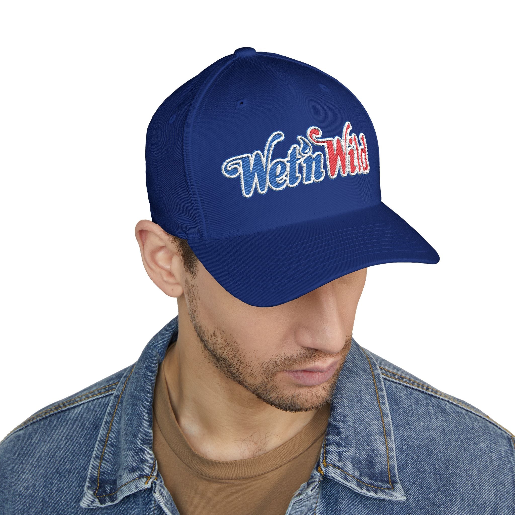 Wet 'n Wild Retro Embroidered Cap — Patriotic Red & Blue Retro Baseball Hat