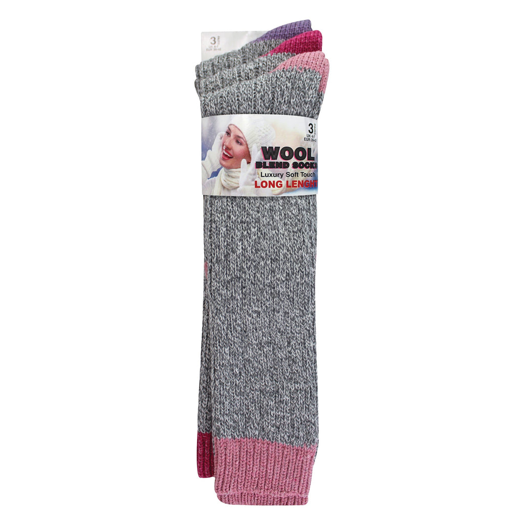 3 Pairs Extra Long Warm Wool Ladies Socks