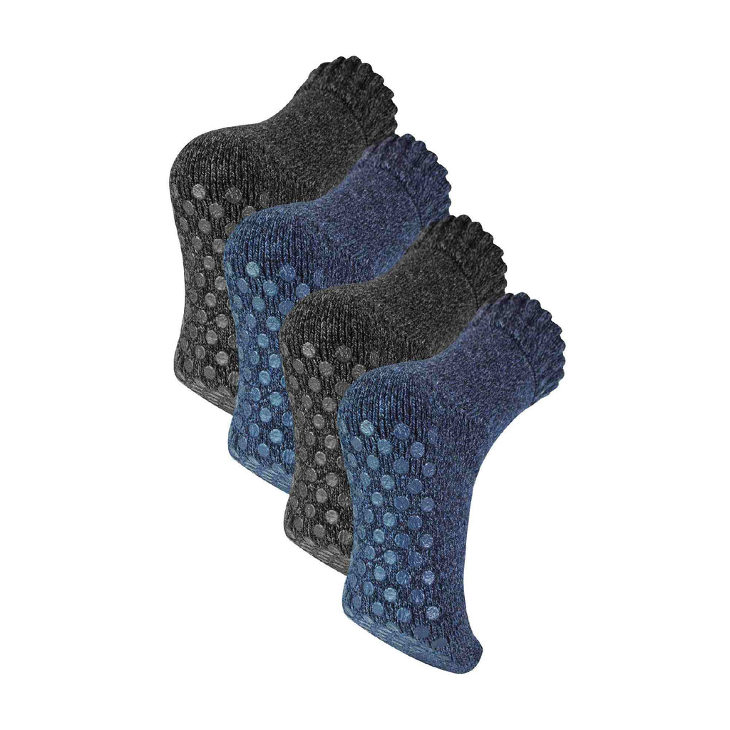 4 Pack Mens Warm Merino Wool Slipper Socks for Indoors