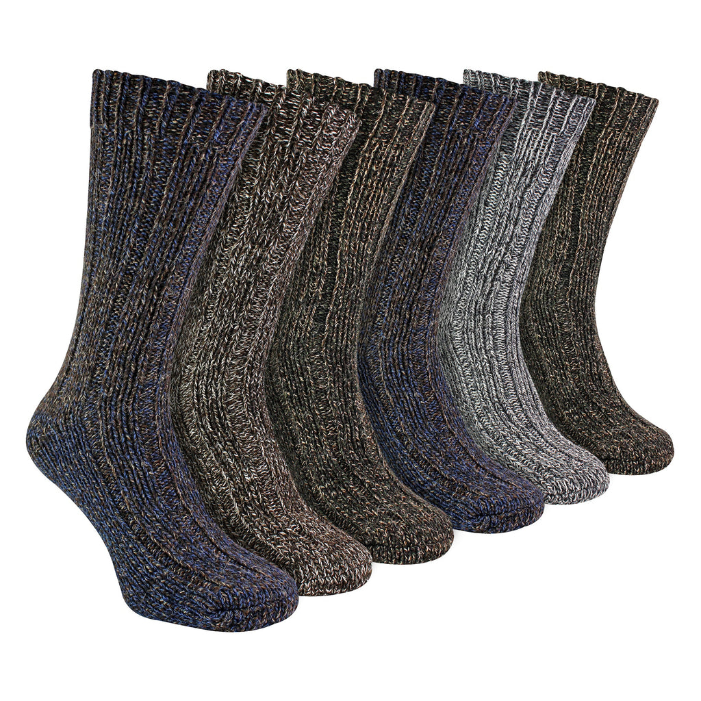 Mens 6 Pack Ribbed Alpaca Boot Socks