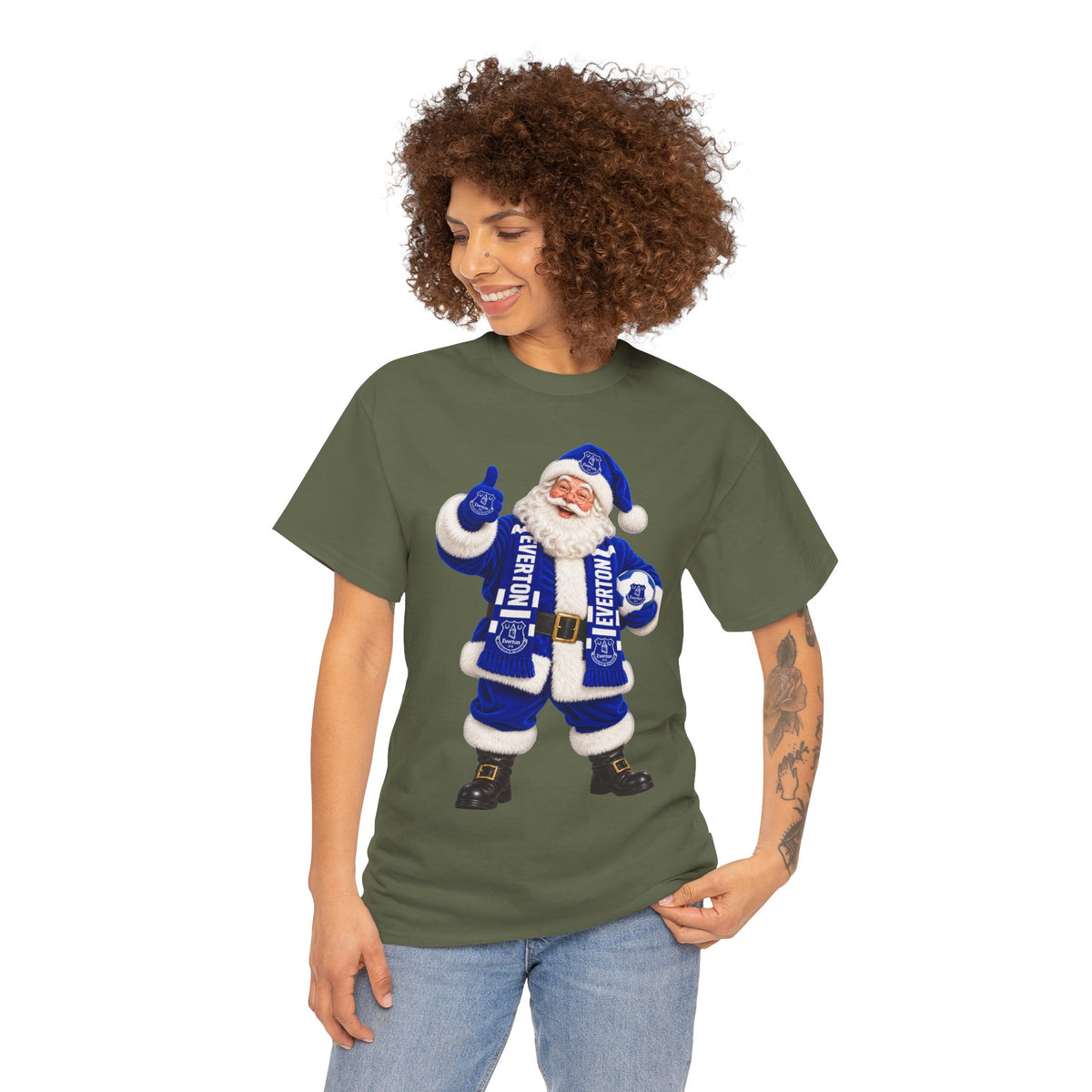 Everton Santa Scarf Christmas Tee - Holiday Vintage Santa T-Shirt