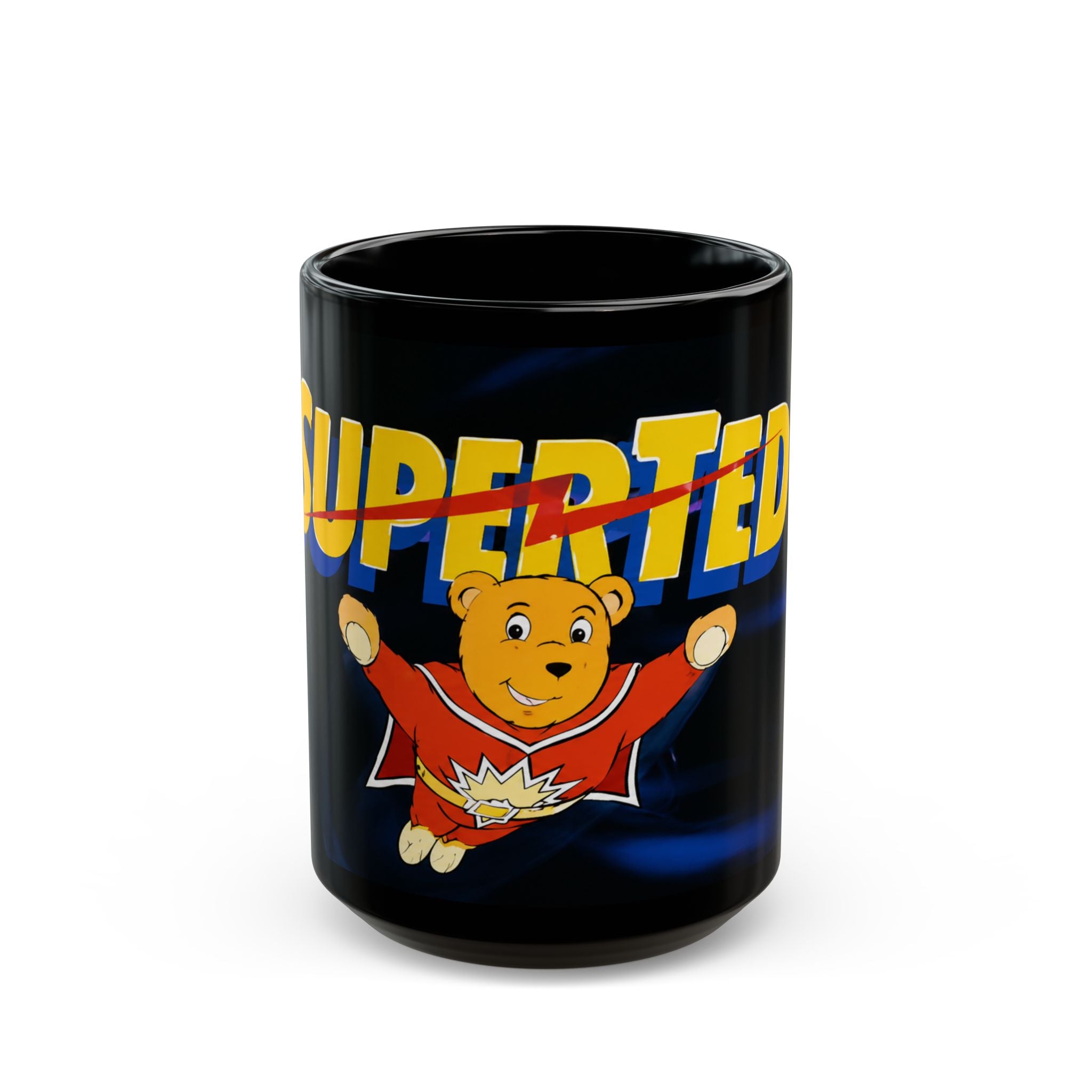 Super Ted Superhero Mug — Cute Vintage Cartoon Coffee Cup (11oz, 15oz)