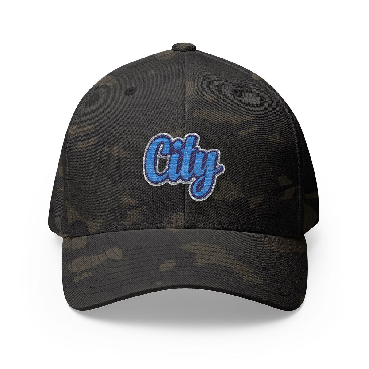 Embroidered "City" Script Closed-Back Baseball Cap