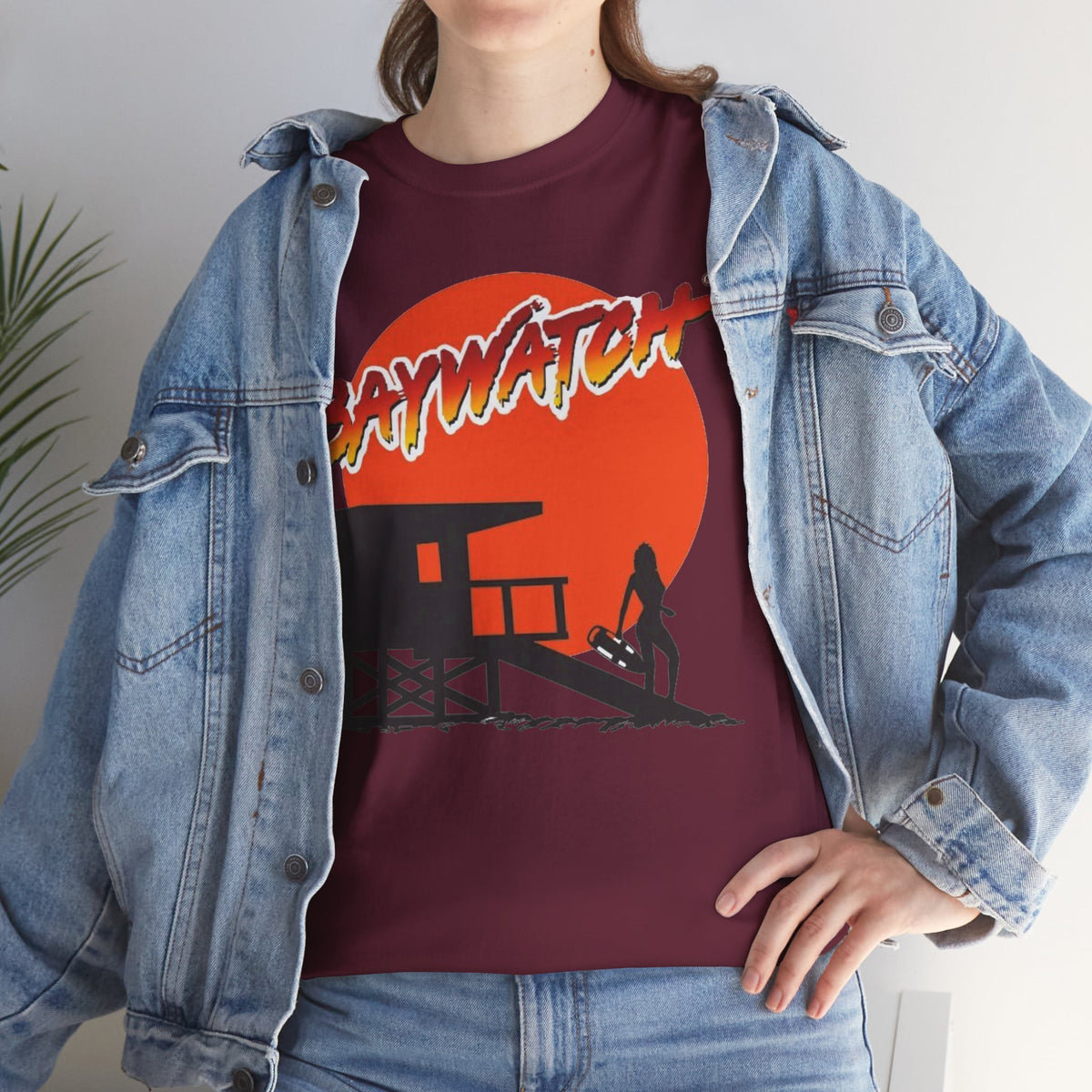 Baywatch Lifeguard Sunset Cotton T-Shirt