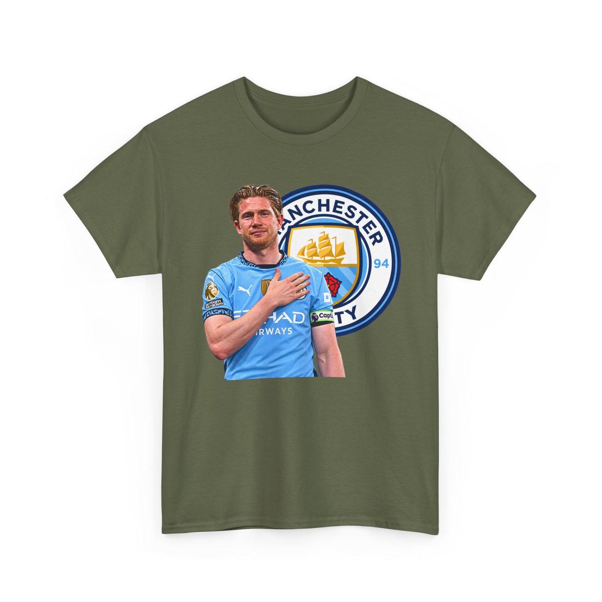 Kevin De Bruyne Manchester City Legend Cotton T-Shirt — Player Tribute Tee (Heart Badge Design)