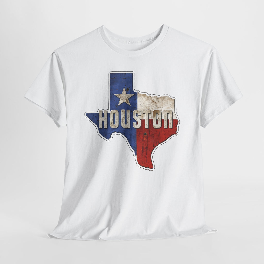 Houston Texas Flag Graphic Tee — Vintage State Outline T-Shirt
