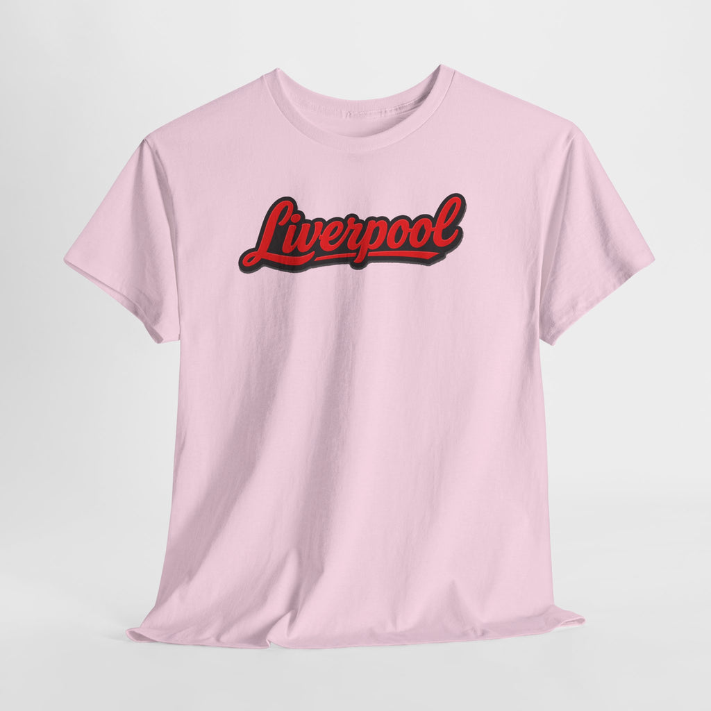 Liverpool Script T-Shirt — Retro Red Script Football Fan Tee