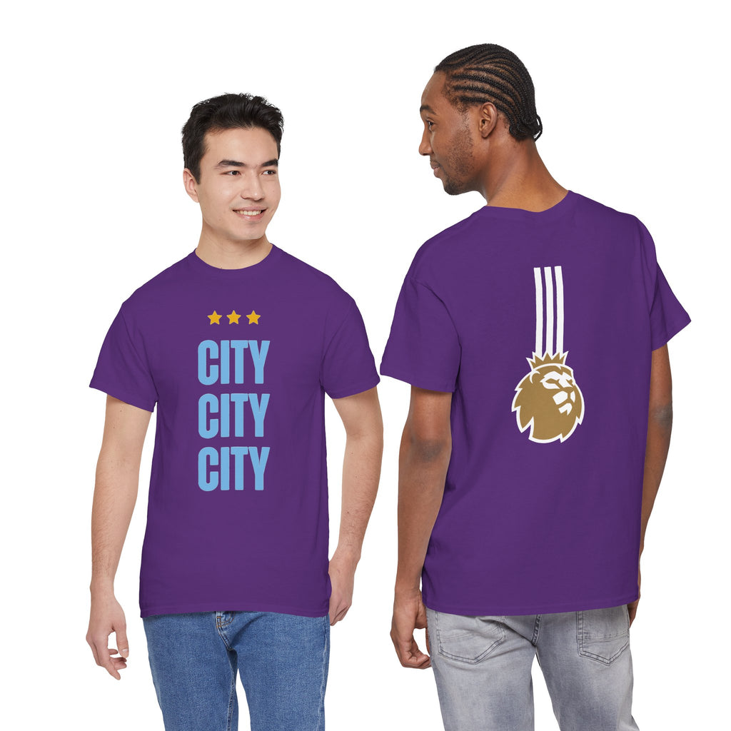 Manchester City City City Tee — Retro Three-Star Premier League Lion Soccer Shirt