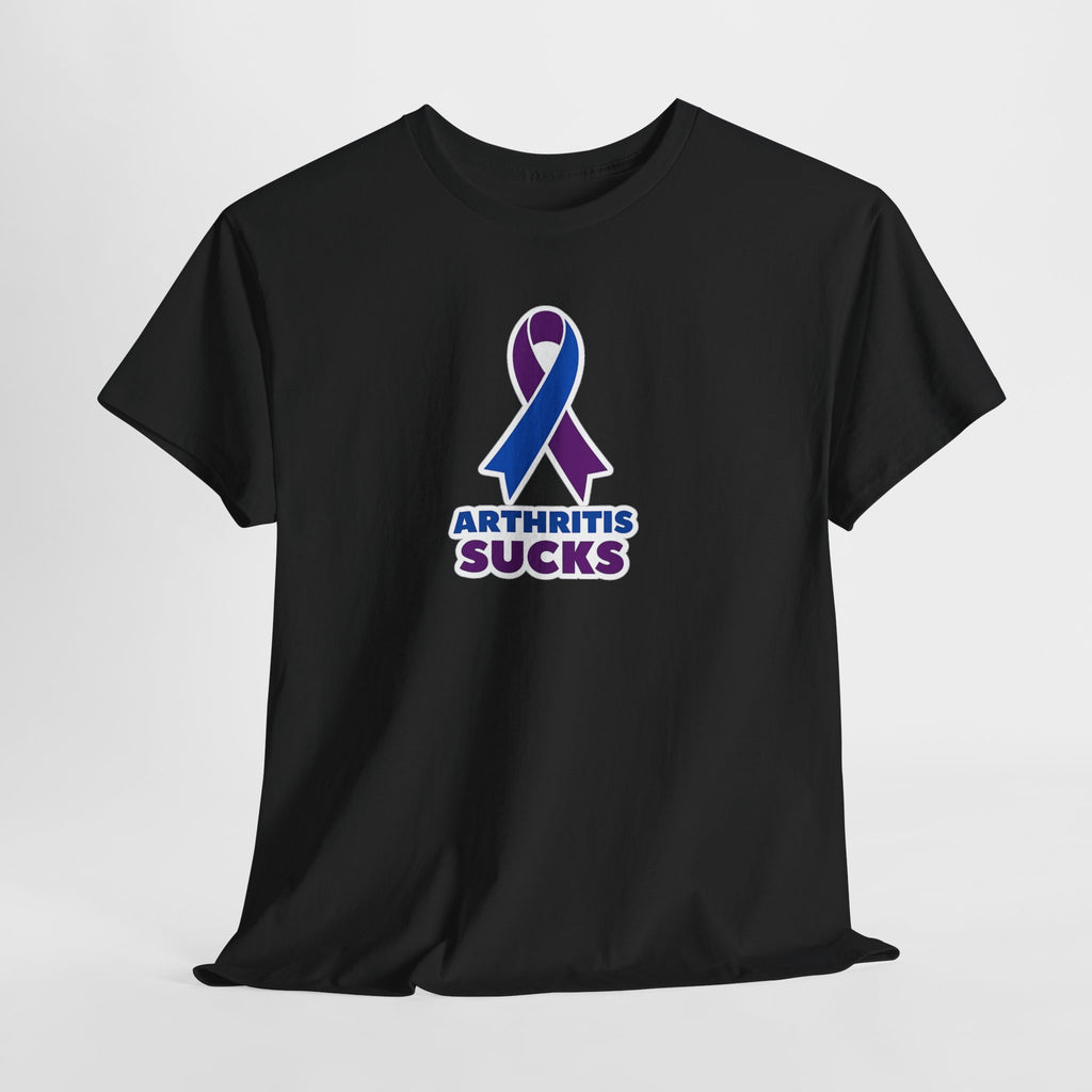 Arthritis Sucks Awareness T-Shirt — Purple & Blue Ribbon Support Tee