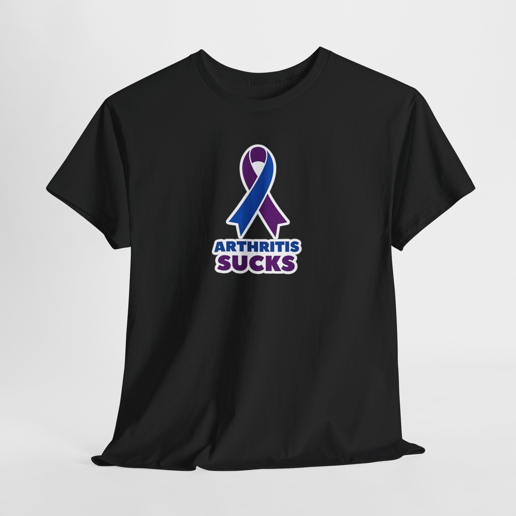 Arthritis Sucks Awareness T-Shirt — Purple & Blue Ribbon Support Tee